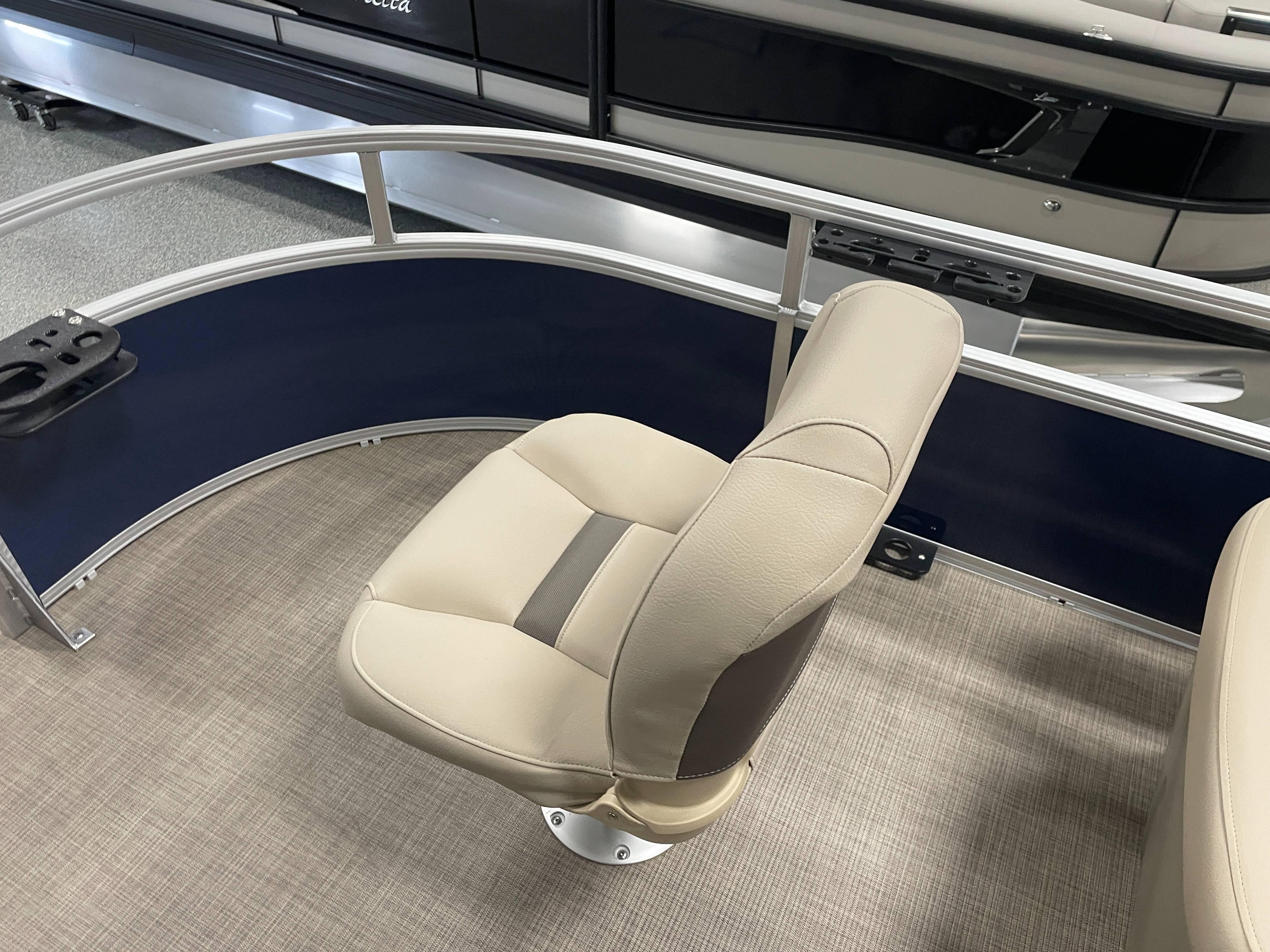 2025 Sun Tracker Bass Buggy 16 XL Select boat seat with beige upholstery.