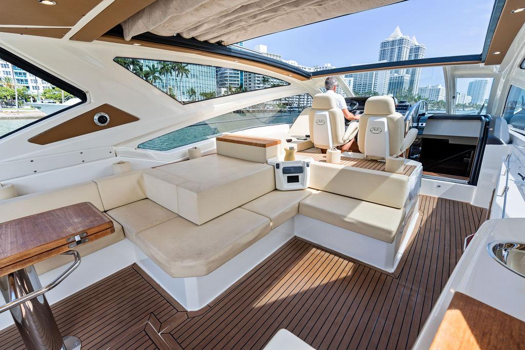 Cranchi-56 HT 2014-Minion FL-US-Luxurious 2014 Cranchi 56 HT yacht interior with plush seating and modern design.-9819548 | Thumbnail