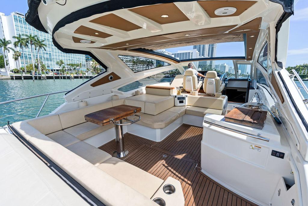 Cranchi-56 HT 2014-Minion FL-US-Luxurious 2014 Cranchi 56 HT yacht interior with elegant seating and modern design.-9819548 | Thumbnail