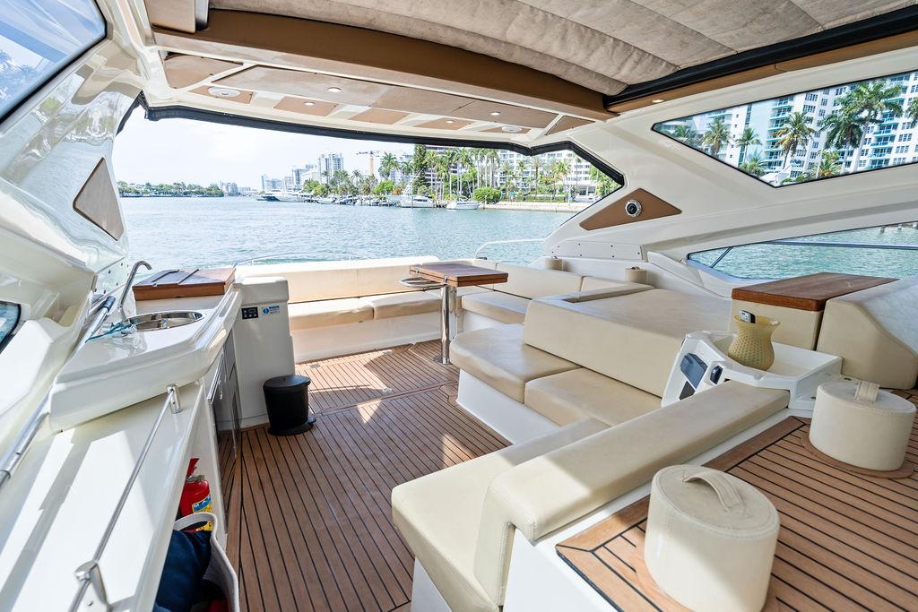 Cranchi-56 HT 2014-Minion FL-US-Luxurious 2014 Cranchi 56 HT yacht interior with elegant seating and scenic waterfront view.-9819548 | Thumbnail