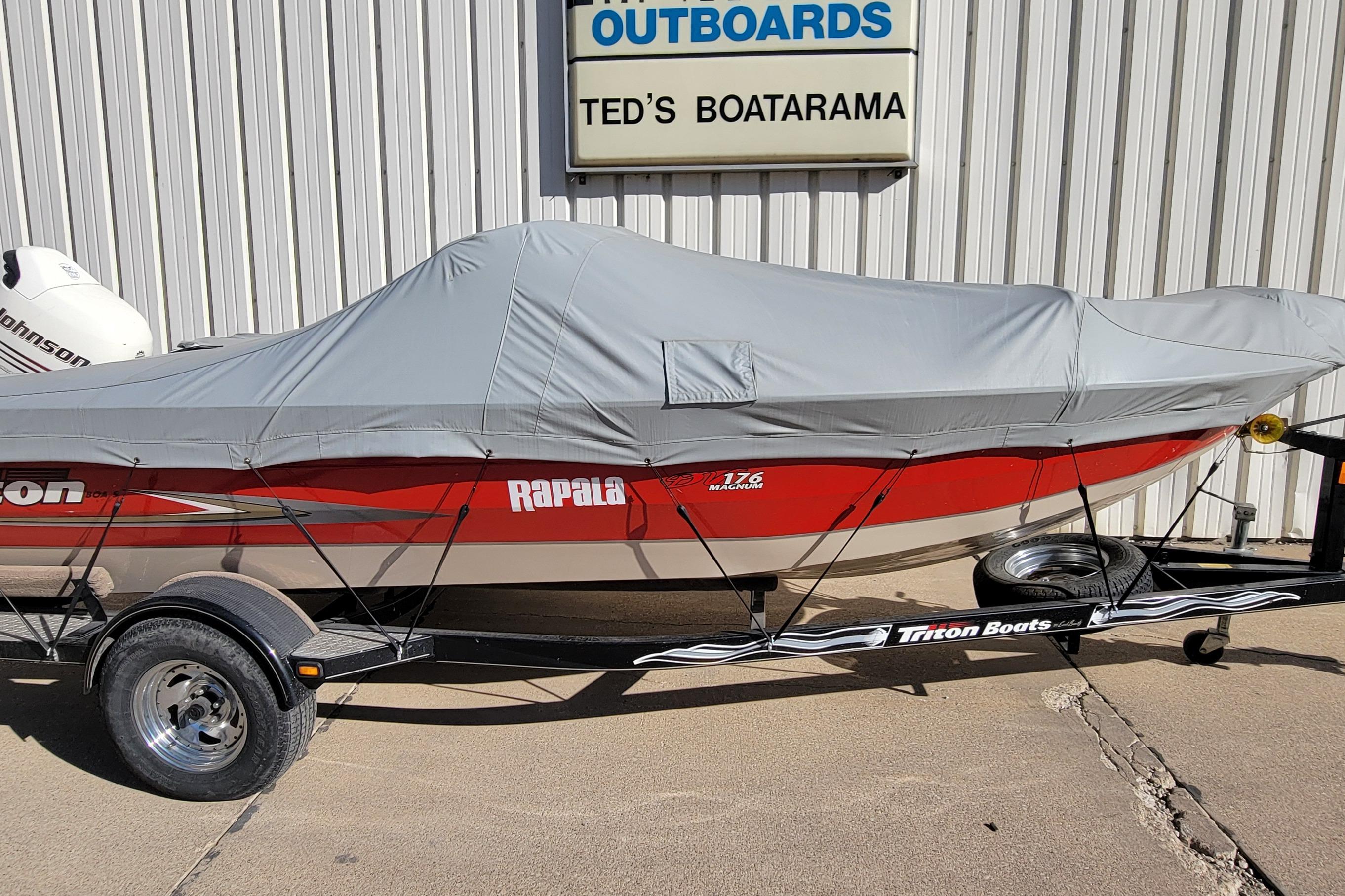 2007 Triton DV 176 Mag boat with cover on trailer at Ted's Boatarama.