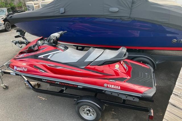 2019 Yamaha WaveRunner VX Limited in red on a trailer, parked outdoors.
