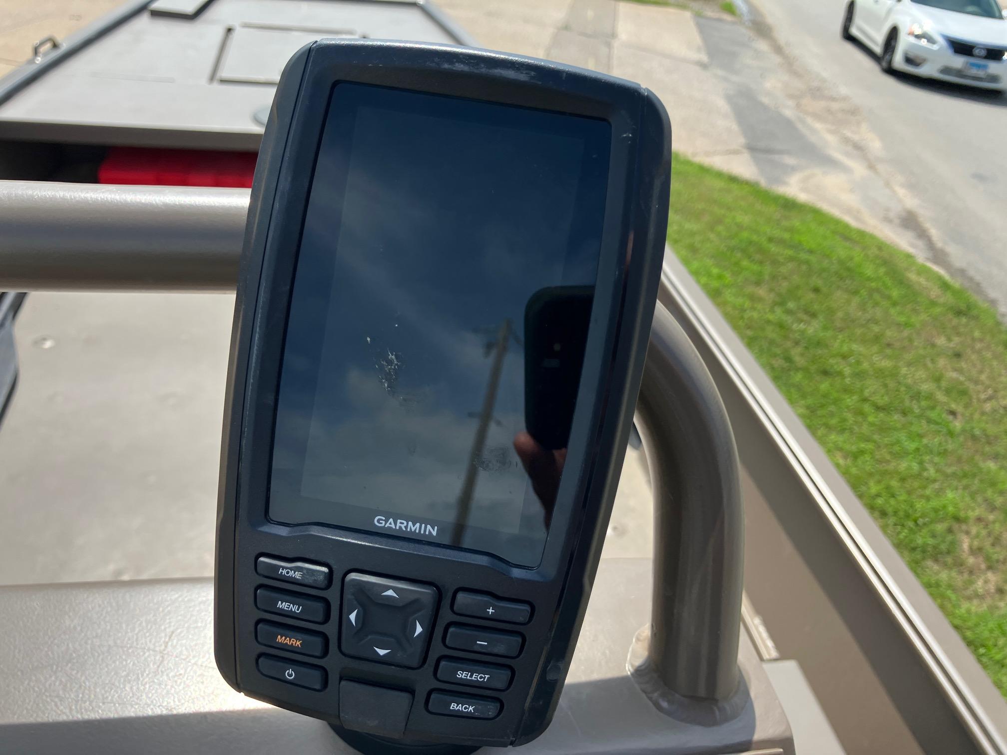 Garmin GPS device on 2017 Pro-Drive SBX Series 18' boat dashboard.
