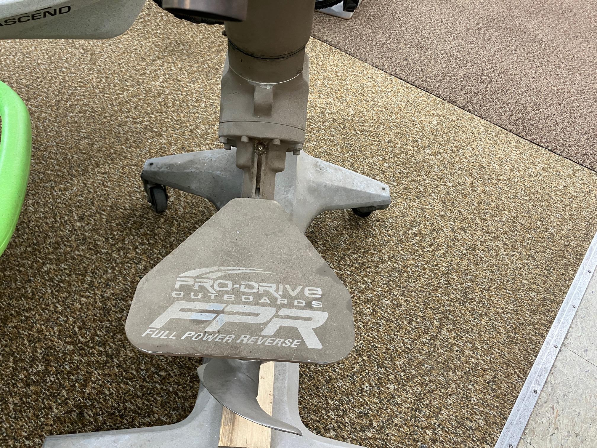 Pro-Drive SBX Series 18' 2017 outboard motor with Full Power Reverse feature on display.