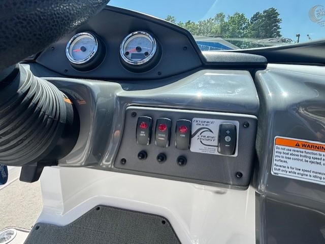 Dashboard of 2017 Yamaha Boats SX190 with gauges and control switches.