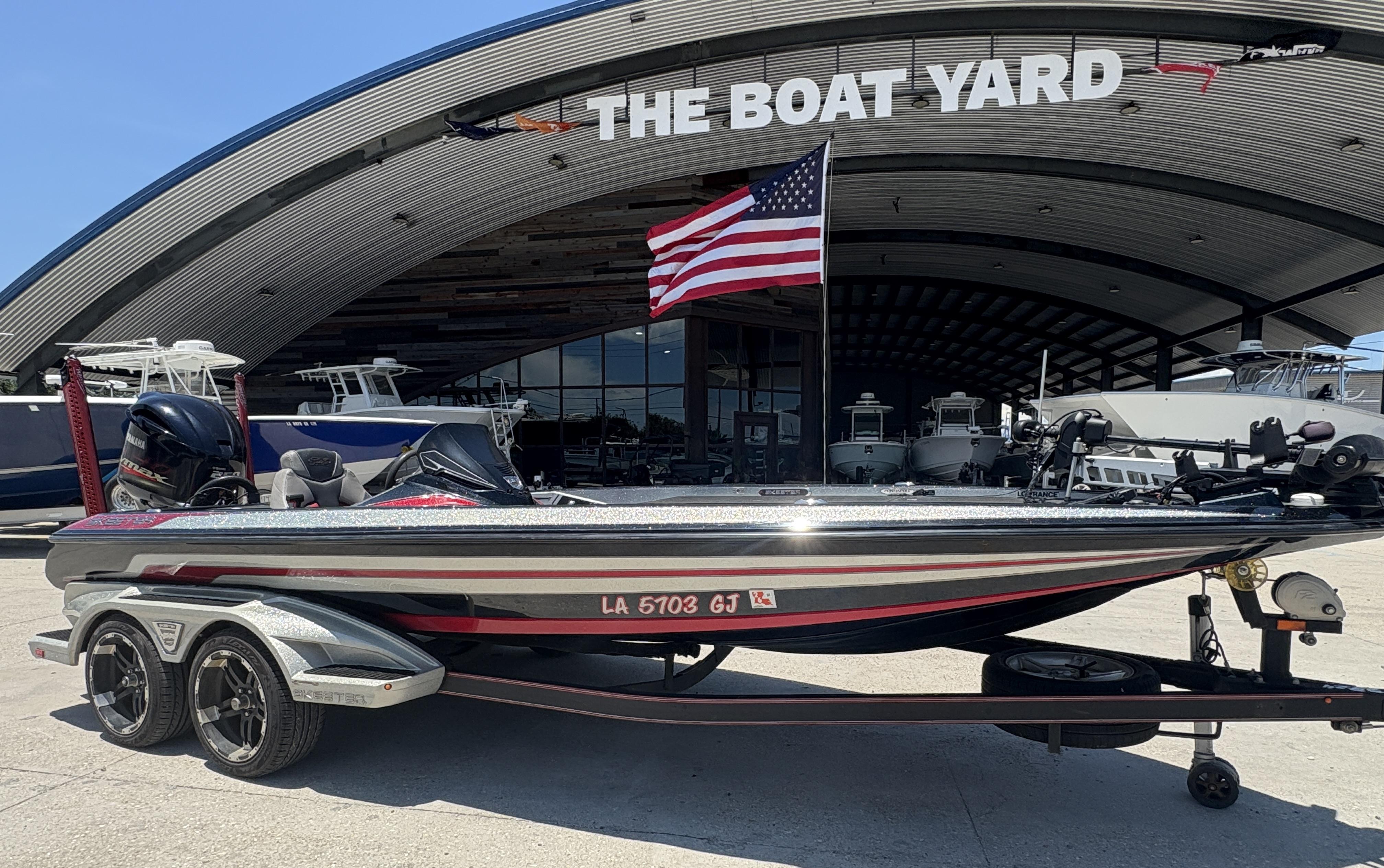 2018 Skeeter FX 21 boat at The Boat Yard with American flag.