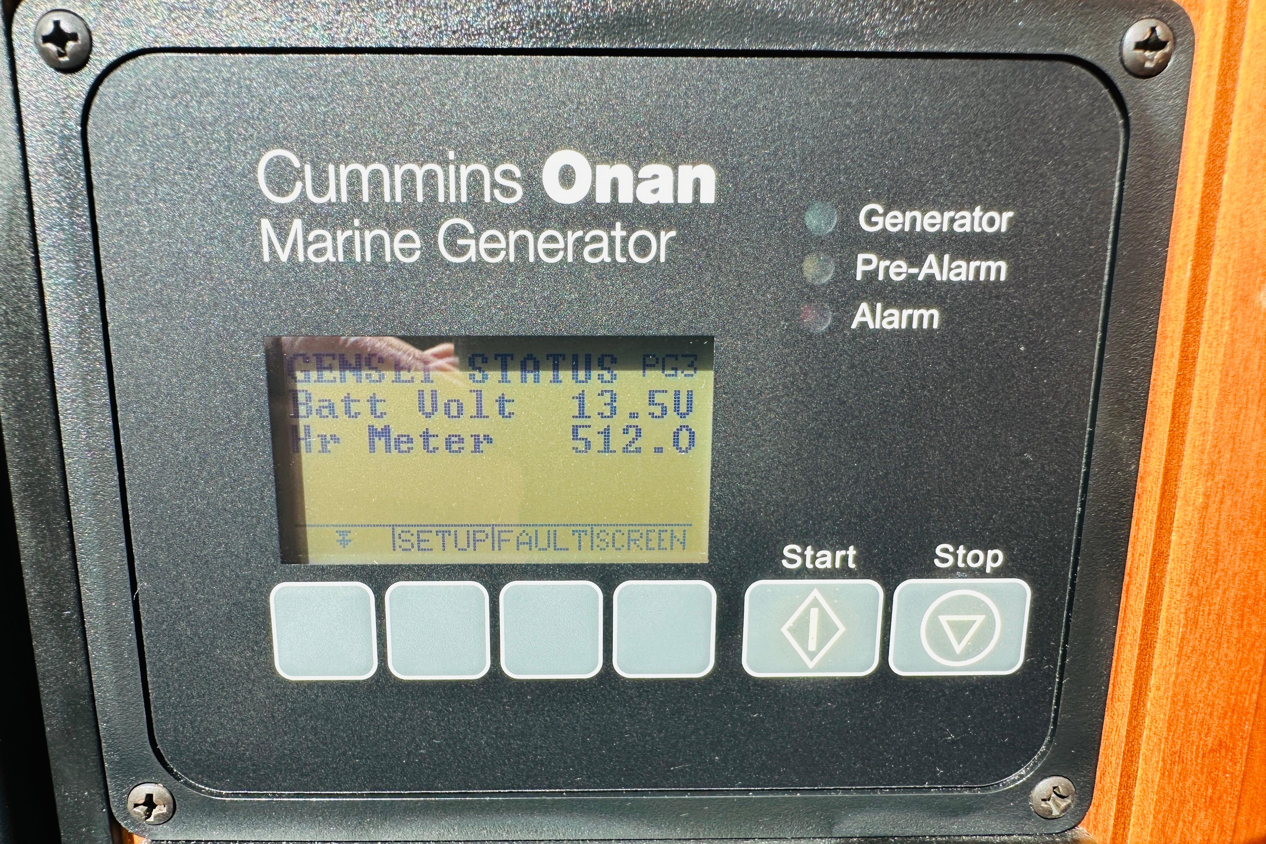 Cummins Onan marine generator display on 2017 Sabre 42 Salon Express.