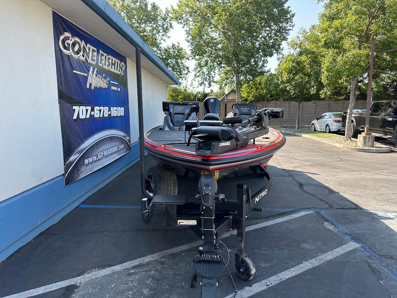 2023 Nitro Z21 XL Pro boat parked outside Gone Fishin' Marine dealership.