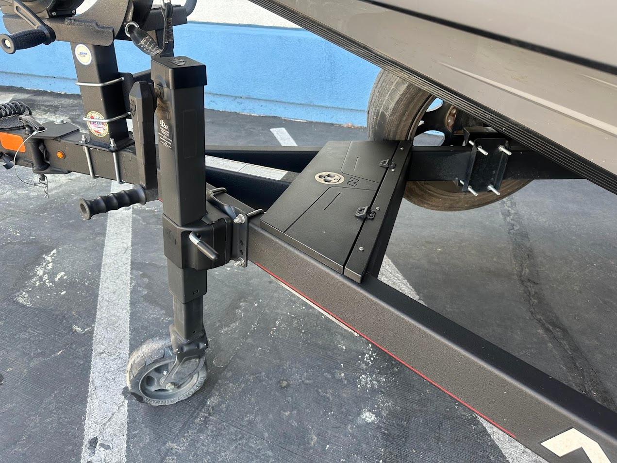 2023 Nitro Z21 XL Pro boat trailer with sturdy wheel and hitch mechanism.