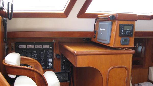 Inside helm - nav station - autopilot controls