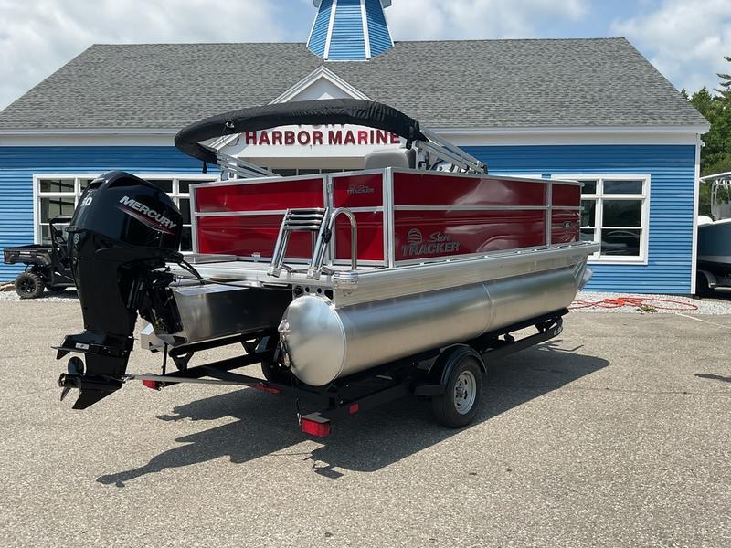 2026 Sun Tracker PB 16 DLX pontoon boat on trailer at Harbor Marine.