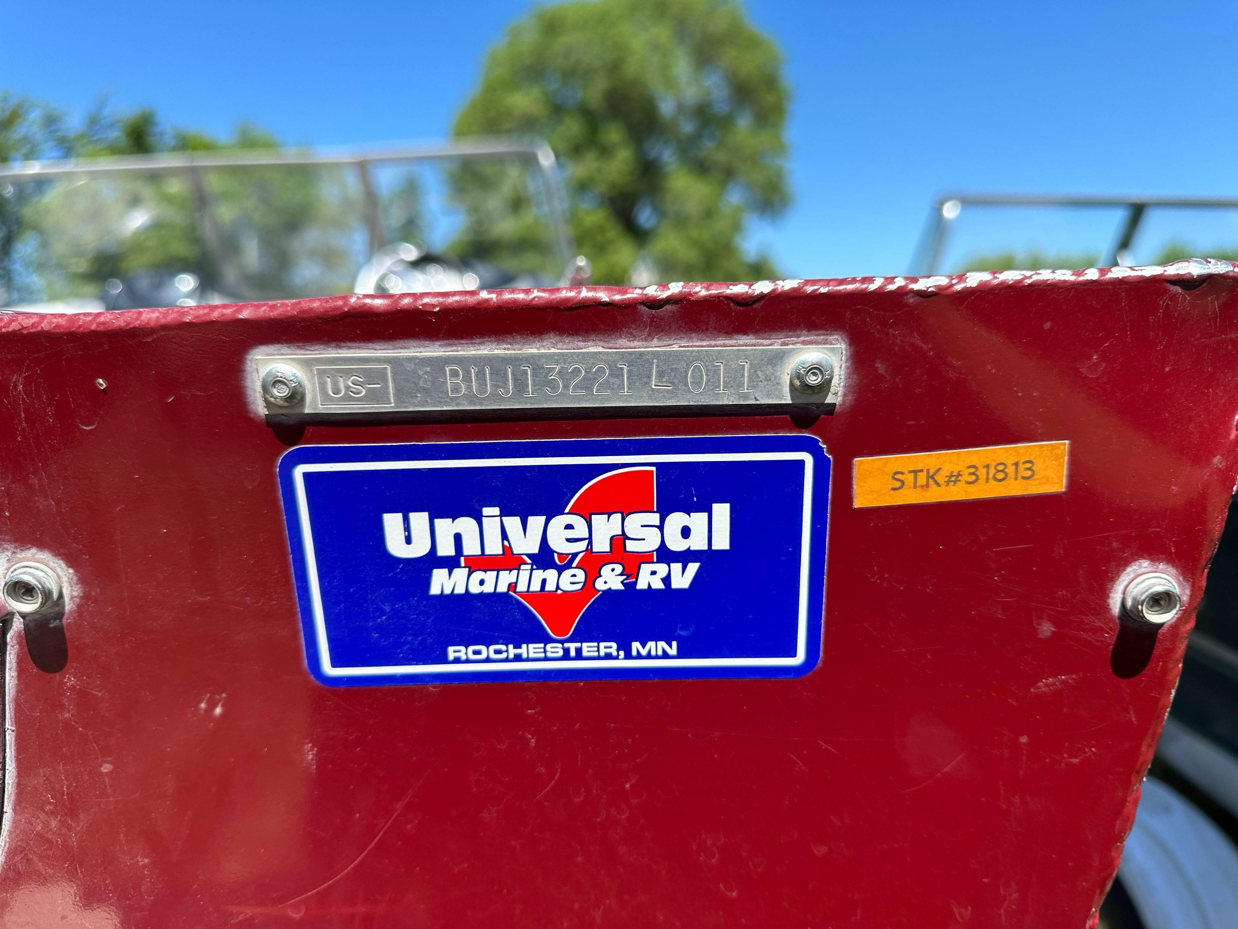 2011 Tracker Targa V-18 Combo boat with Universal Marine & RV sticker.