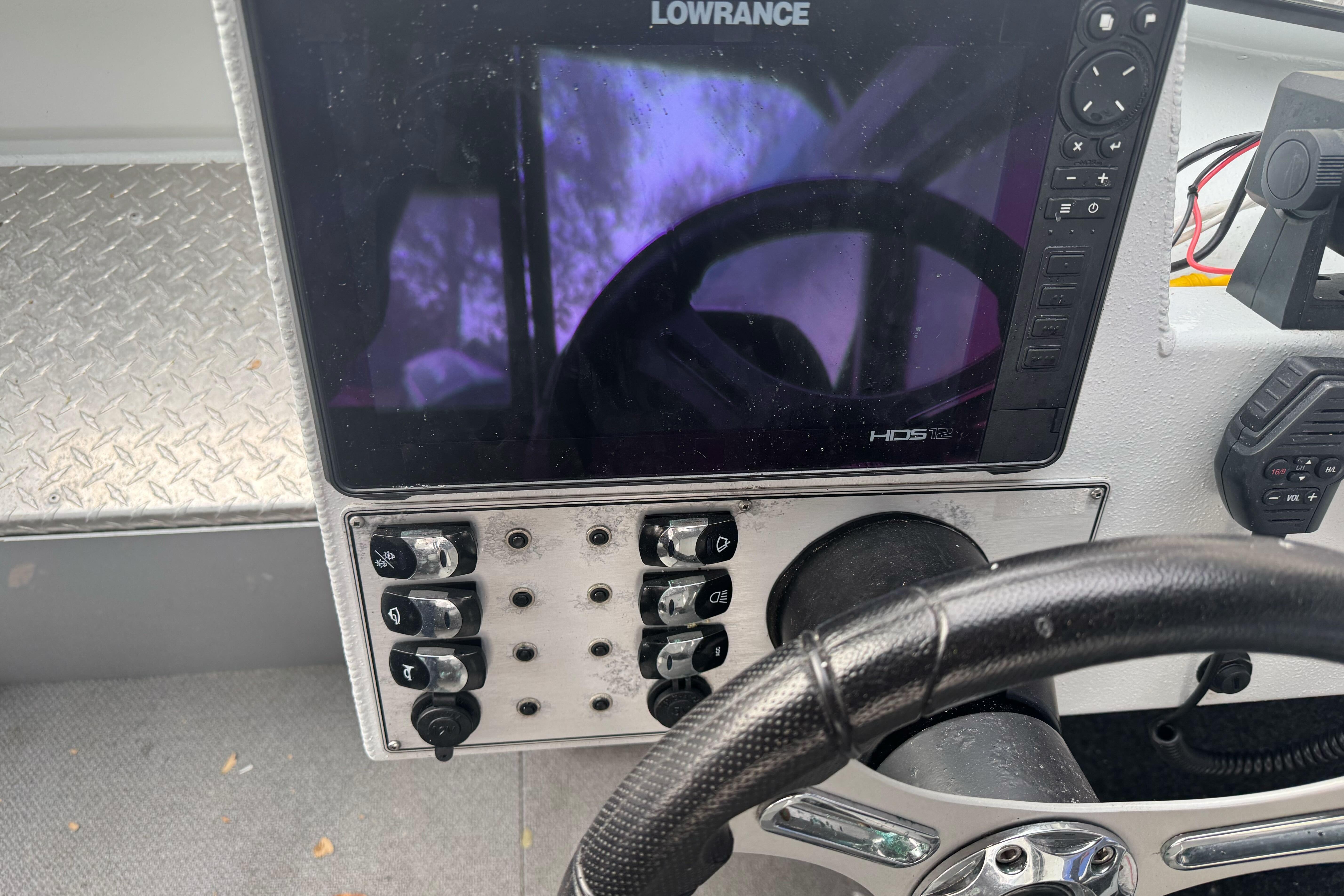 Control panel of 2021 KingFisher 2025 Escape HHT with Lowrance HDS display.