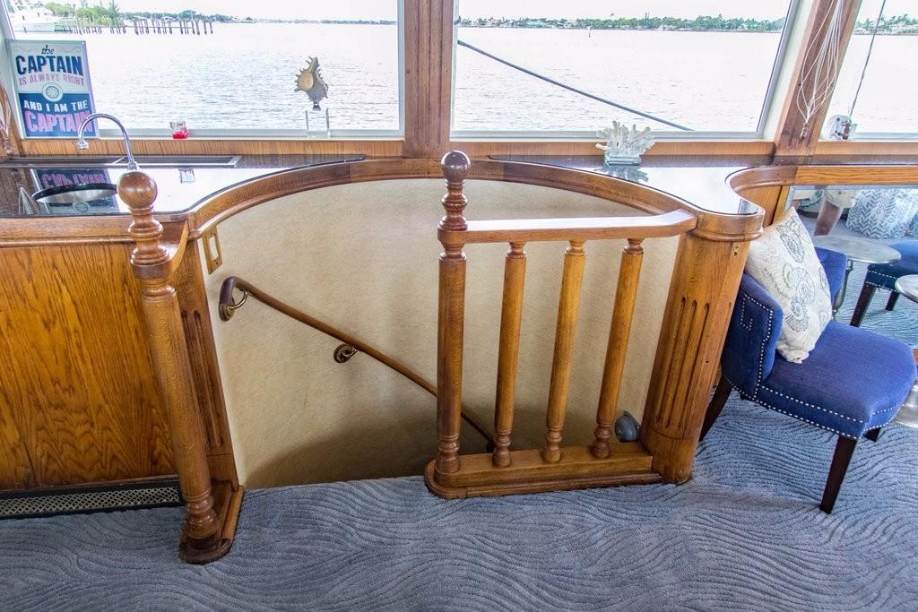 Stairway to lower midship staterooms