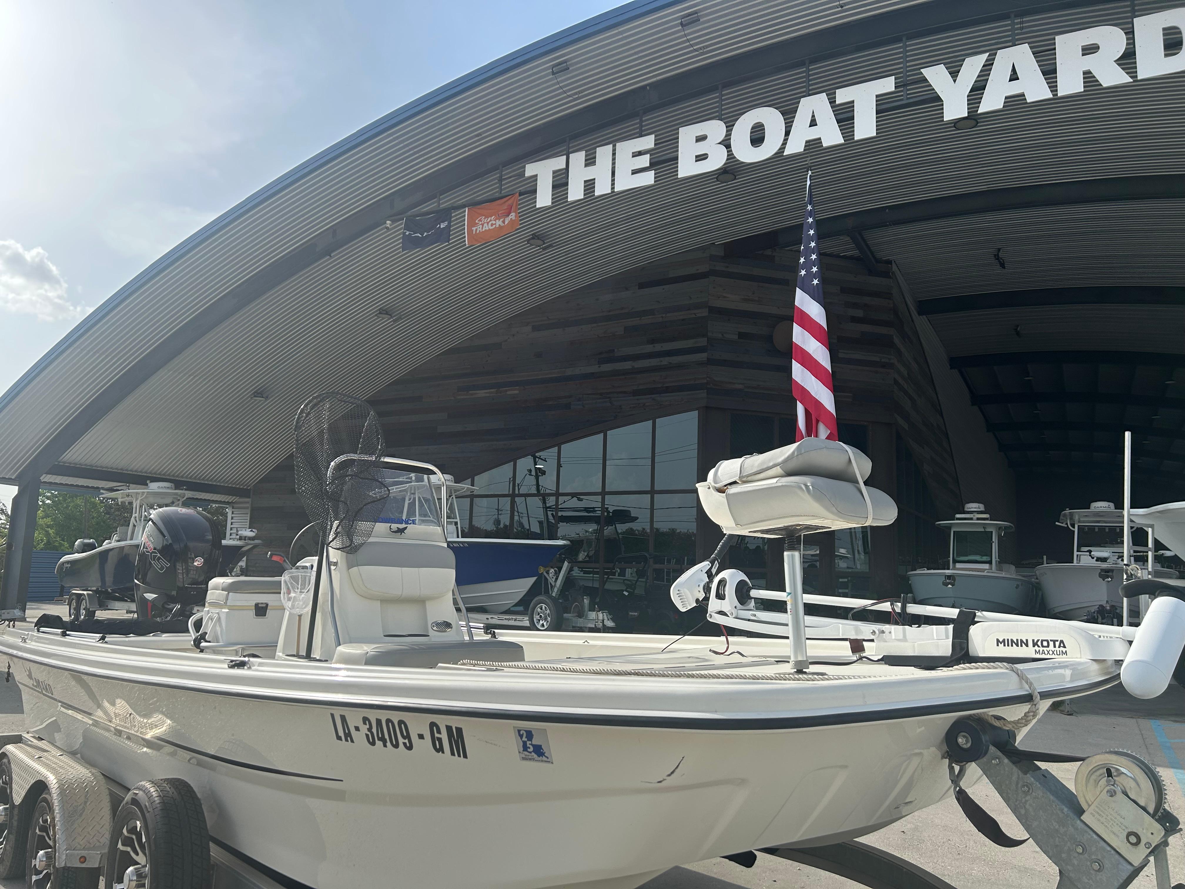 2021 Mako Pro Skiff 19 CC boat displayed at The Boat Yard dealership.