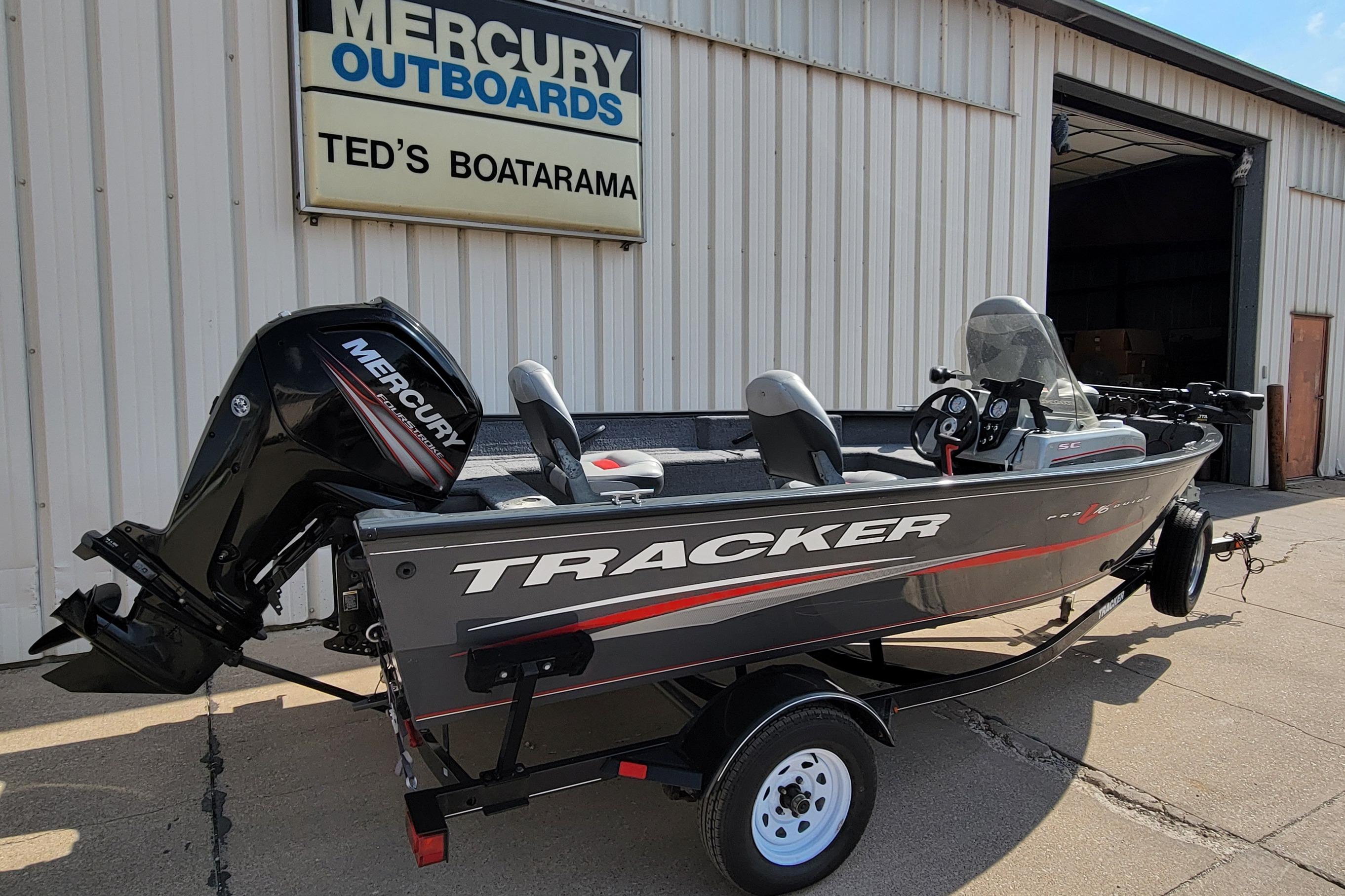 2016 Tracker boat with Mercury outboard motor at Ted's Boatarama.