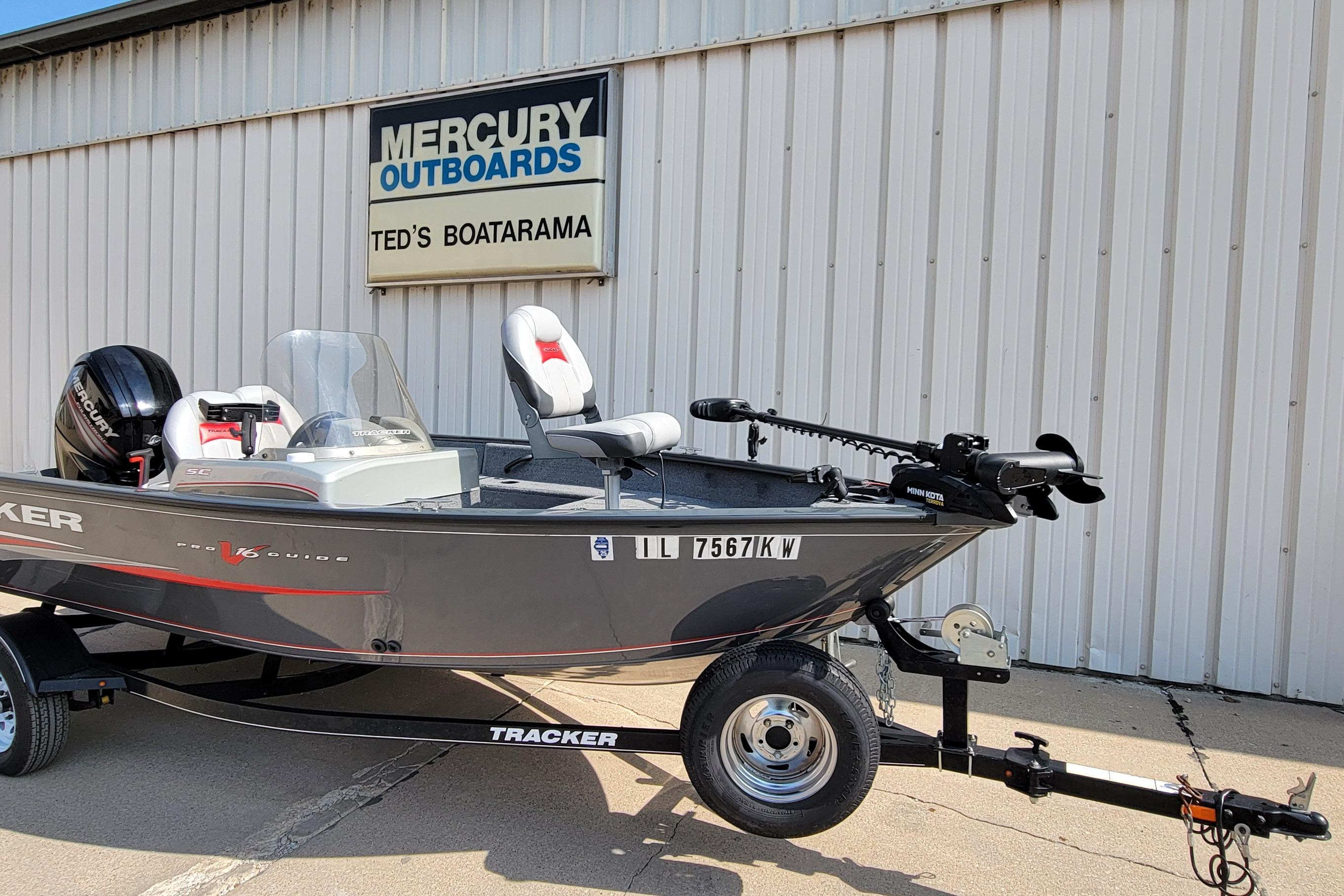 2016 Tracker boat with Mercury outboard at Ted's Boatarama dealership.