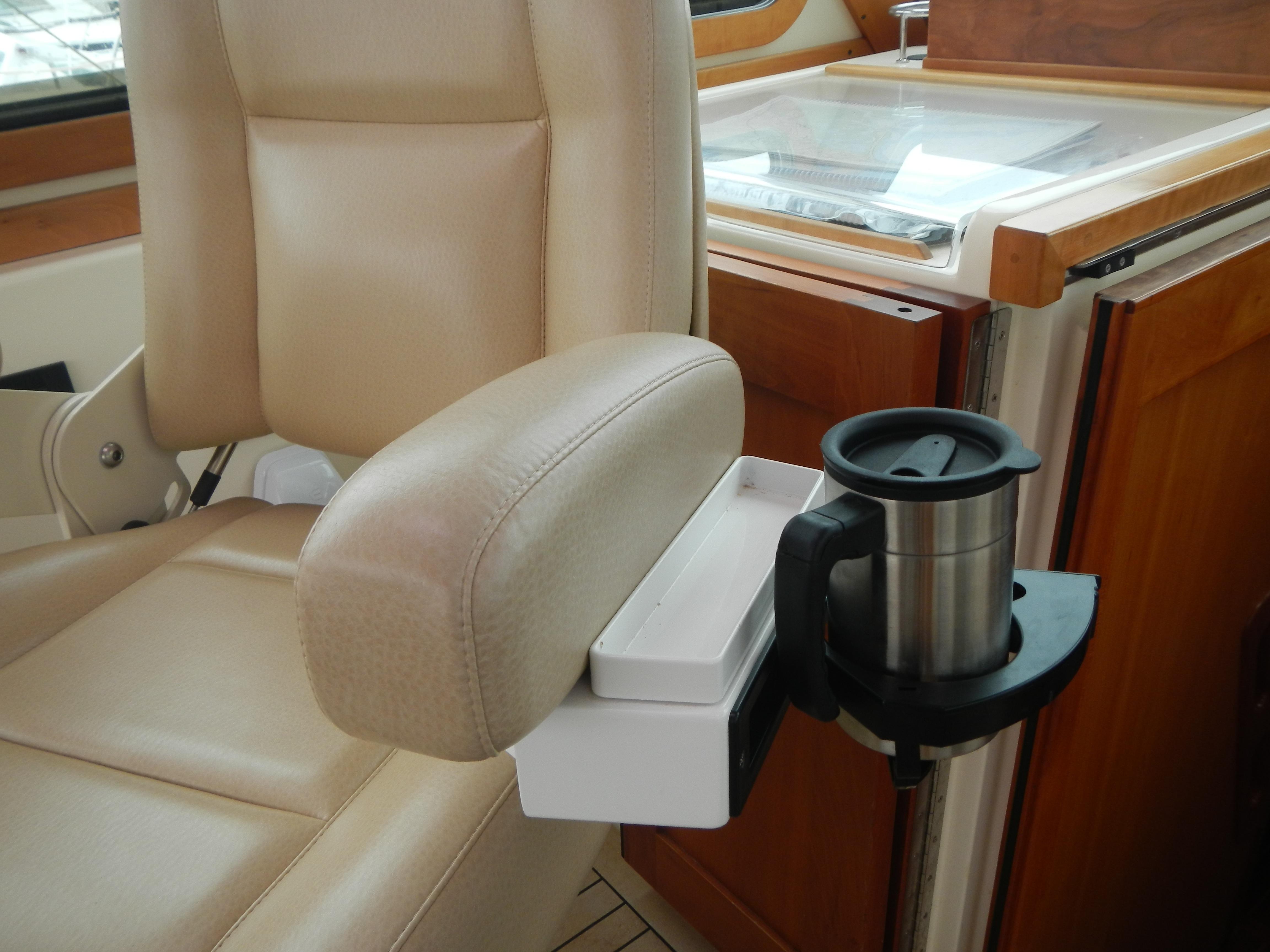 Custom cup holder on mateu0027s chair