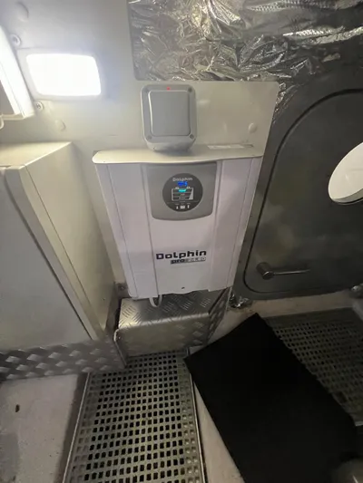 Seven Yacht Photos Pics Dolphin battery charger in a 2018 Princess V58 yacht engine room.