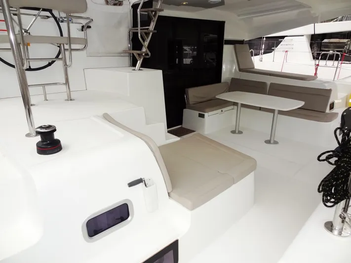 Blind Ambition II Yacht Photos Pics Lagoon 42 2020 model yacht interior with seating and dining area.