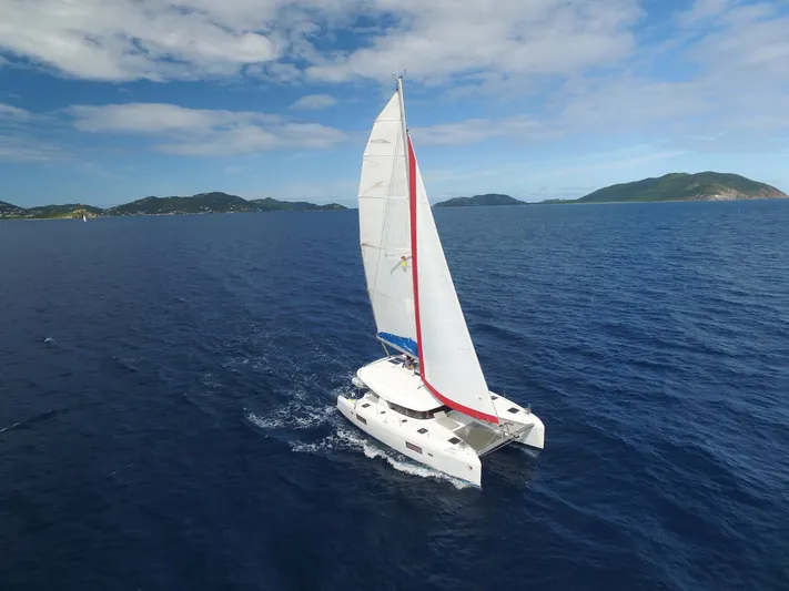 Blind Ambition II Yacht Photos Pics Lagoon 42 catamaran sailing in open sea, 2020 model.
