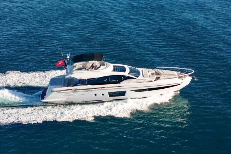  Yacht Photos Pics 2023 Azimut S8 yacht cruising on open blue sea.