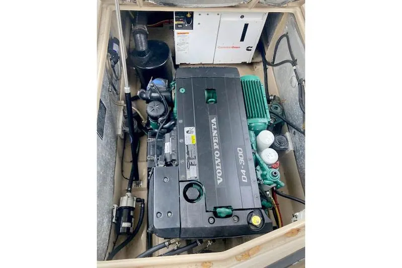Tootles Yacht Photos Pics Engine compartment of a 2016 Ranger Tugs R-31 with Volvo Penta D4-300 engine.