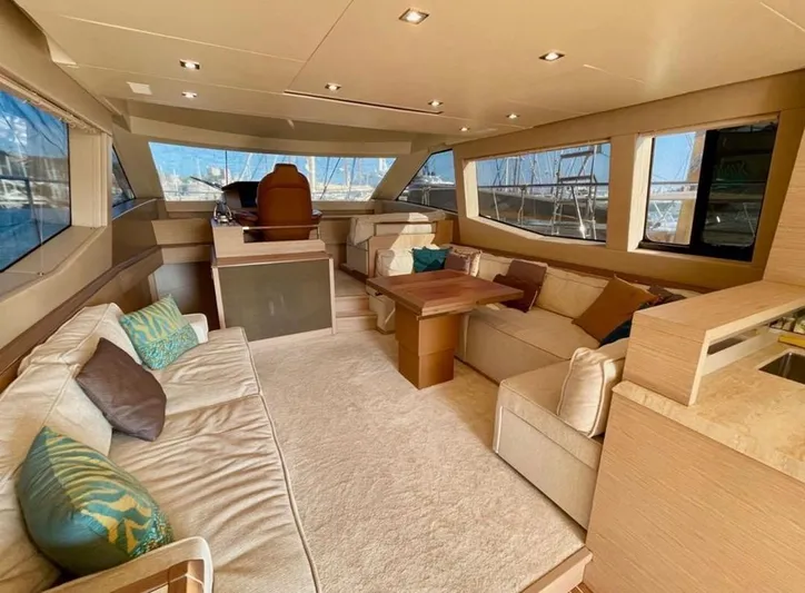 Anahita Yacht Photos Pics Luxurious interior of 2015 Beneteau Monte Carlo 6 yacht with elegant seating and modern design.