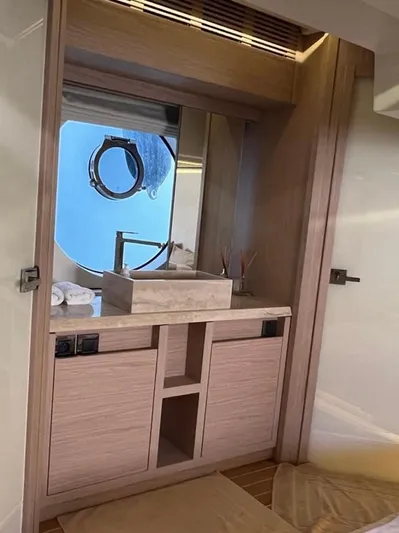 Anahita Yacht Photos Pics Luxury bathroom interior of 2015 Beneteau Monte Carlo 6 yacht.