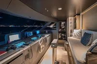 Luxurious 2023 Custom Line Navetta 30 yacht interior with modern navigation equipment.