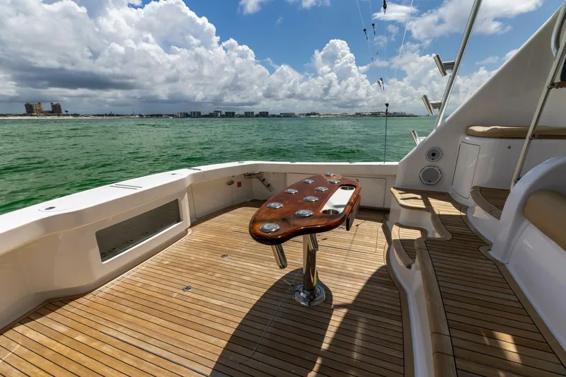 Miss Virginia Yacht Photos Pics Luxury deck of 2017 Viking 66 Convertible yacht with ocean view.