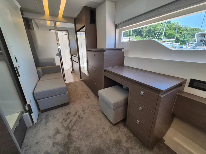  Yacht Photos Pics Luxurious interior of 2024 Leopard 53 Powercat with modern furnishings and ample natural light.