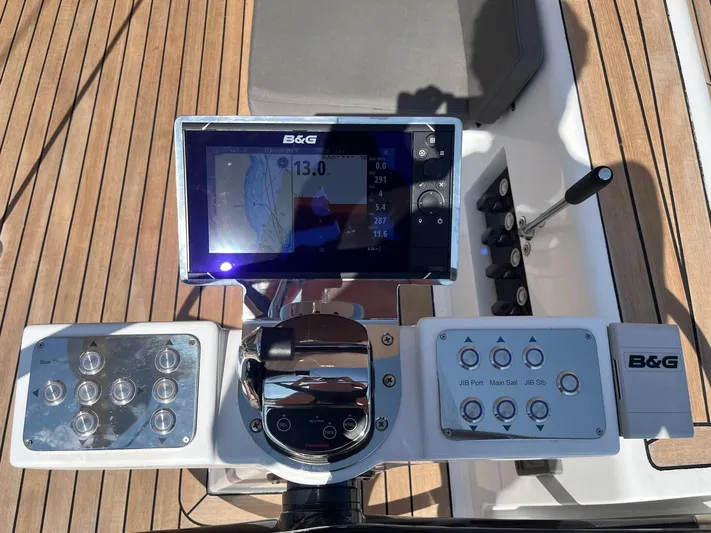  Yacht Photos Pics Control panel of 2004 Vismara V78 yacht with B&G navigation system.