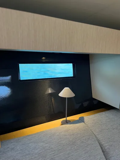  Yacht Photos Pics Interior of 2004 Vismara V78 yacht with modern design and window view.