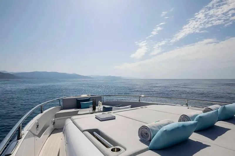 Extra II Yacht Photos Pics Luxurious Azimut Verve 48 yacht deck with ocean view, 2025 model.