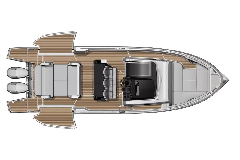  Yacht Photos Pics Manufacturer Provided Image: Top view of 2025 Beneteau Gran Turismo 35 boat layout with twin engines.