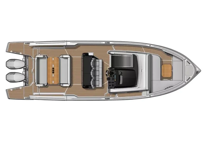  Yacht Photos Pics Manufacturer Provided Image: Top view of 2025 Beneteau Gran Turismo 35 yacht layout, featuring spacious deck and seating.
