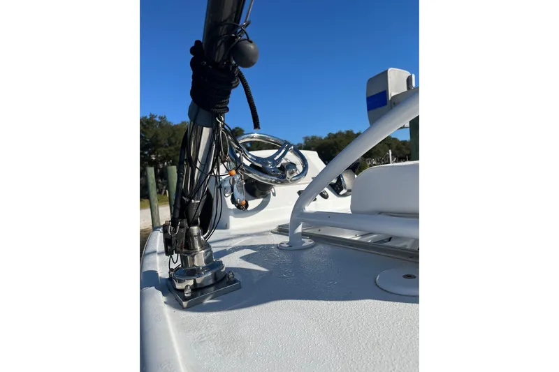  Yacht Photos Pics 2022 Costa Custom Boats 264 deck with mounted equipment and clear blue sky.