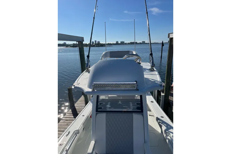  Yacht Photos Pics 2022 Costa Custom Boats 264 docked, showcasing sleek design and modern features.