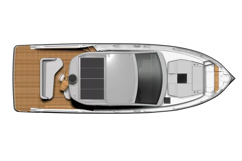  Yacht Photos Pics Manufacturer Provided Image: Top view of 2025 Beneteau Gran Turismo 40 yacht layout, featuring spacious deck and seating areas.