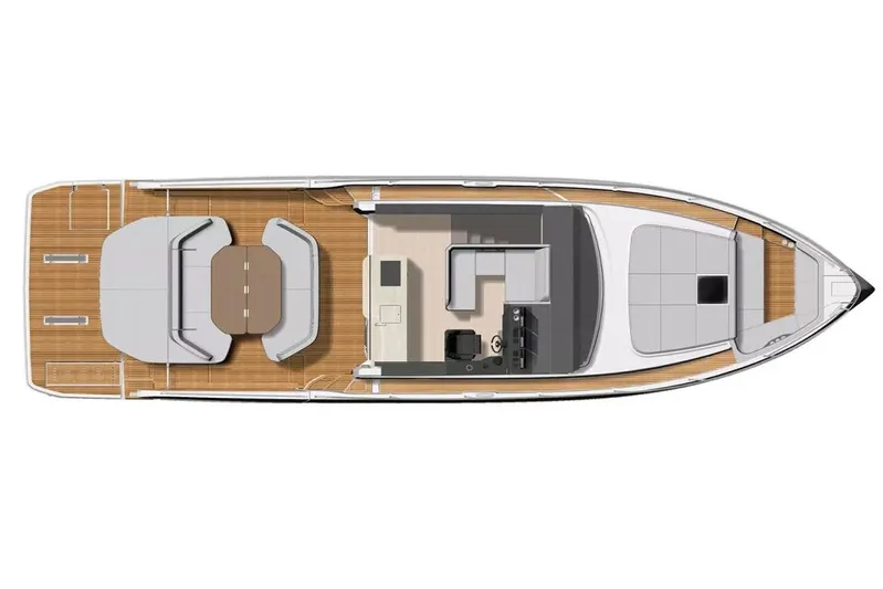  Yacht Photos Pics Manufacturer Provided Image: Top view layout of 2025 Beneteau Gran Turismo 50 yacht, showcasing deck and interior design.
