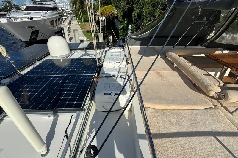 Talon Yacht Photos Pics Sunreef 62 yacht deck with solar panels and seating, 2011 model.