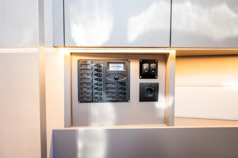  Yacht Photos Pics Control panel with switches and outlets in a Colnago C38 OPEN 2024 yacht.