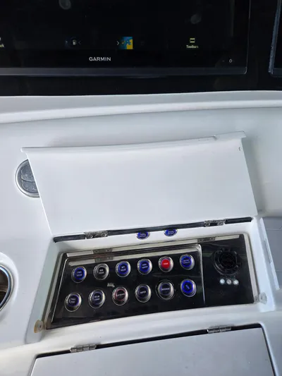 Lady Mash Yacht Photos Pics Control panel of 2021 HCB 65 Estrella boat with Garmin display.