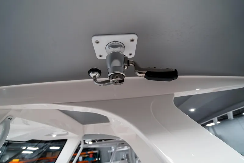 Tighten Up Yacht Photos Pics Close-up of a 2020 Intrepid 407 Panacea boat's ceiling-mounted handle.