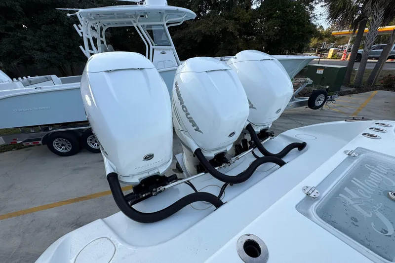  Yacht Photos Pics 2019 Yellowfin 34 Offshore boat with triple Mercury outboard engines.