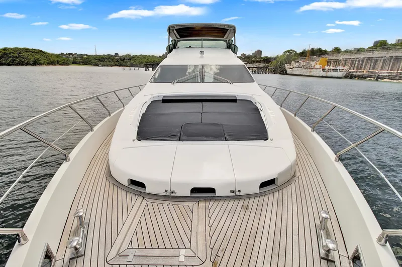  Yacht Photos Pics Azimut 75 yacht, 2006 model, with spacious deck and sleek design on calm waters.