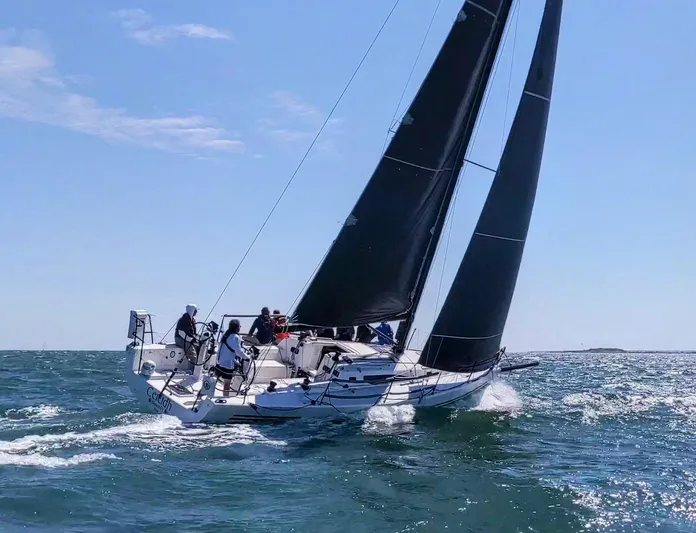 Ceilidh Yacht Photos Pics 2018 J Boats J/121 sailing on open water with crew.