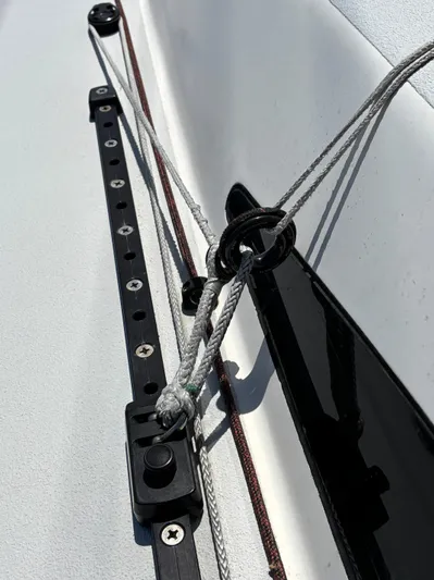 Ceilidh Yacht Photos Pics Close-up of 2018 J Boats J/121 sailboat rigging and deck hardware.