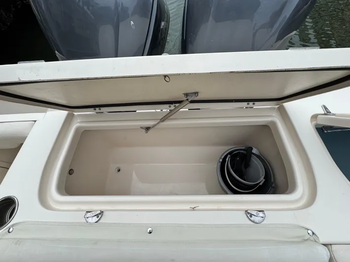 Tranquility Yacht Photos Pics Open storage compartment on 2021 Grady-White Freedom 285 boat.
